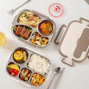 Lunch <b>Box</b> Rectangular Seal Lid With Cutlery <b>Storage</b> Microwave Safe Food Grade 304 Stainless Steel For Students - Product Image 2
