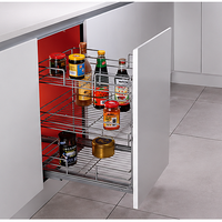 TKK Étagère à Épices Coulissante Personnalisée en Acier Inoxydable, Panier de Rangement Simple pour Armoire de Cuisine, 3 Niveaux
