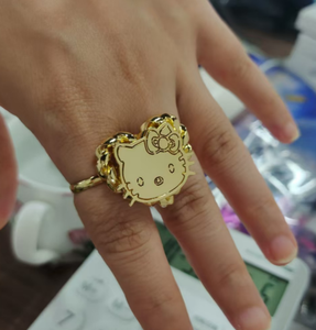 Anello Carino a Cartone Animato Personalizzato con Personaggi dei Cartoni Animati <span class=keywords><strong>Anelli</strong></span> Delicati Gioielli per <span class=keywords><strong>Donna</strong></span> Idea Regalo Anello in Acciaio Inossidabile Dorato per Bambini - Product Image 3