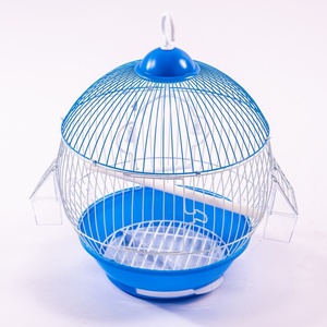 Round Pink Hanging Bird Cage Portable Metal Wire Cage with Feeders & Perch for Small Parakeets Budgies Canaries - Product Image 5