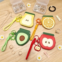 Fruit Vegan Leer Snap Spring Pouch Mini Sieradendoosje met sleutelhanger Polsbandje voor oorbel Ring Reizen Dagelijks dragen
