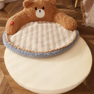 Corduroy Animal Print Cartoon <strong>Cat</strong> <strong>Bed</strong> with Removable Mat for Winter Warmth All Seasons Universal Washable <strong>Cat</strong> Nest - Product Image 5
