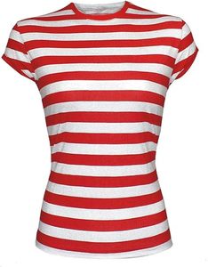 Costume à rayures ensemble classique déguisement Costume tenue T-shirt bonnet chapeau lunettes moustache pour femmes hommes Cosplay journée mondiale du livre - Product Image 6