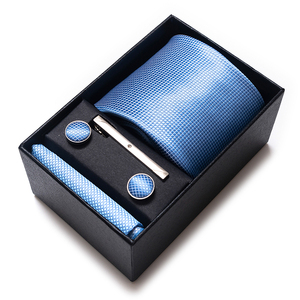 Conjunto de <span class=keywords><strong>corbata</strong></span> de cuello de marca de alta calidad para hombre, conjuntos de <span class=keywords><strong>corbata</strong></span> cuadrada de bolsillo Jacquard, accesorios de traje para hombre, regalo de cumpleaños sólido <span class=keywords><strong>azul</strong></span> claro - Product Image 1