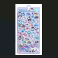 Pegatinas Decorativas 3D de Epoxi con Alto Brillo Transparente, Calcomanías en Relieve de Burbujas con Diseños de Dibujos Animados de Bosque, Oso, Pingüino y Frutas para Cuadernos, Tazas y Adornos