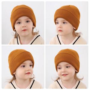 Venta al por Mayor de Gorros de Punto para Niños y Niñas Otoño Invierno, Gorro Infantil de Color Sólido con Logotipo Personalizado, Gorro de Bebé Cálido - Product Image 4