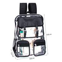 Sac à dos étudiant personnalisé en PVC transparent, tendance, imperméable, avec fermeture éclair pour ordinateur