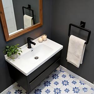 Anneau porte-serviettes carré en alliage <span class=keywords><strong>de</strong></span> zinc, noir, design moderne et simple, populaire, facile à installer - Product Image 4