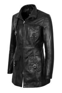 Manteau pour femme en cuir Nappa noir 100% véritable, coupe classique, finition premium, marque privée, OEM/ODM, vente en gros, luxe - Product Image 2