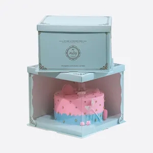Hochwertige bedruckte Kuchenbox für Geburtstagsparty mit individuellem Logo Luxusverpackung Kuchenbox mit Fenster