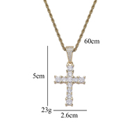 Collier chaîne corde avec pendentif croix CZ glacé CN393, plaqué or/argent, en laiton, bijoux de mode hip-hop, cadeau unisexe pour fête