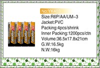 Batería Desechable de Zinc-Carbón AA Amarilla Kingever de 1.5V, R6 UM-3, Celda Seca para Cámara, Control Remoto de Videojuegos, en Stock