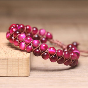 Bracelet ajustable tressé à la main en pierre naturelle Œil <span class=keywords><strong>de</strong></span> <span class=keywords><strong>tigre</strong></span> et Agate, double couche, pour hommes et femmes, bijoux en pierres précieuses <span class=keywords><strong>de</strong></span> guérison, vente en gros - Product Image 6