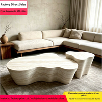 Table basse Hillside en pierre à motifs, style moderne minimaliste Wabi-sabi, forme irrégulière, texture unique de pierre trouée, pour salon