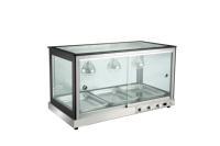 Vitrine chauffante commerciale de comptoir en acier inoxydable et verre pour poulet frit, pain et tartes