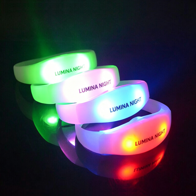 Logo Sound Activated Led Bracelet Music Activated Wristband Lighting Flashing Interactive Wristband for Events