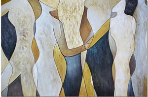 Peinture murale abstraite sur toile 100 % faite à la main, style nature morte moderne de luxe, pour salon, décoration intérieure, peinture acrylique haut de gamme - Product Image 4