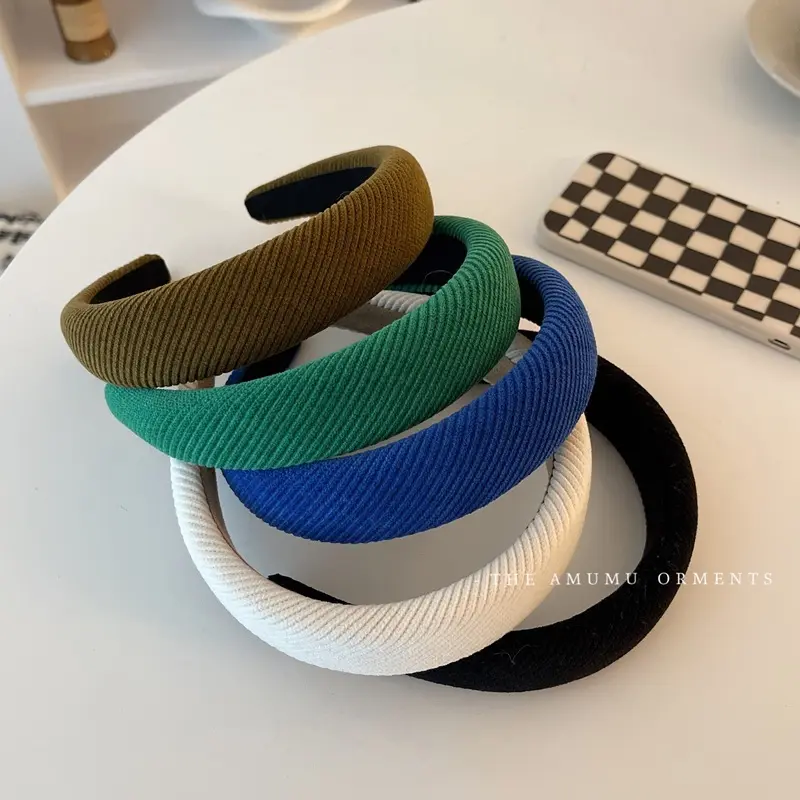 Wide Thick Fabric Fashion Padded Headbands for Girls Women