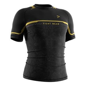 Camiseta de Compresión Negra Dorada, Tejido Elástico en 4 Direcciones y Absorbente de Sudor, Parte de un Conjunto de Artes Marciales, Esencial para BJJ - Product Image 5