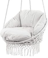 WOQI Chaise hamac en corde de coton tricoté à la main Siège de balançoire en macramé pour adultes et enfants Mobilier de camping en plein air