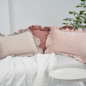 Ruffled Plush <b>Throw</b> Pillow Case 18x18 Inches Soft Velvet Decorative Cushion Cover <b>For</b> <b>Sofa</b> Bed Home Decor Orange - Product Image 3