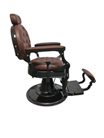 Fauteuil de Barbier Vintage Marron avec Pompe Hydraulique Robuste, Cuir Synthétique, Pivotant/Inclinable à 360 Degrés, Style Européen pour Hommes