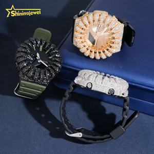 Bijoux Hip Hop Argent 925 Glacé De Luxe Griffe GA2100 <span class=keywords><strong>Noir</strong></span> Moissanite Cas Lunette <span class=keywords><strong>Montre</strong></span> - Product Image 5