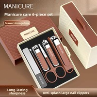 Ensemble de coupe-ongles en acier inoxydable, kit de manucure anti-éclaboussures avec ciseaux obliques dans une boîte pour adultes