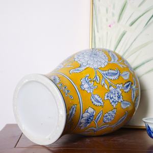 Tarro de porcelana Ailsun en forma de mano pintado amarillo Chinoiserie tarro de jengibre hermoso diseño de <span class=keywords><strong>Talavera</strong></span> para jarrón de mesa Art Deco - Product Image 6
