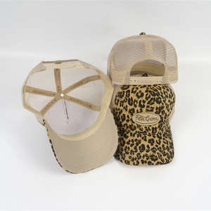 Vietnam Low Moq Mujeres Leopard Trucker Cap Logotipo personalizado Snapback Malla Deportes Gorra de béisbol 5 Panel Plain Brown Adult Headwear Hat - Product Image 5