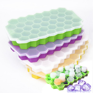 Bandeja de hielo cuadrada tipo panal de abeja, molde para hacer hielo con 37 cavidades, molde de silicona para hielo, para helados, caja para cubitos de hielo - Product Image 2