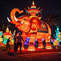 Lanternes d'éléphant grandeur nature personnalisées, lanternes d'animaux réalistes, décoration artisanale, imperméables, pour défilés nocturnes en extérieur