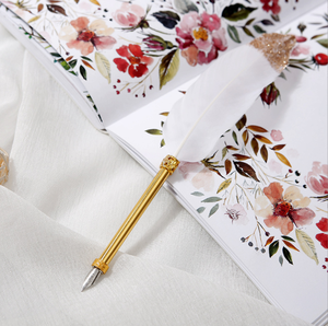 Venta al por mayor de fábrica, bolígrafo de pluma natural personalizado, bolígrafo de caligrafía, bonito bolígrafo de Metal para bodas - Product Image 6