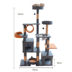 BSCI Audited Factory Modern Grey Multi Level Tower with Orange Condo for High End Boutique <b>Cat</b> <b>Tree</b> - Product Image 2