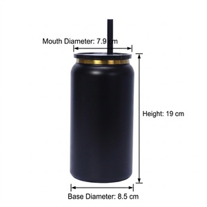 Gobelet isotherme en acier inoxydable 304 à <span class=keywords><strong>double</strong></span> paroi de 16 oz avec accent doré, motif dessin animé, pour canettes de soda, avec paille, idéal pour les fêtes - Vente en gros - Product Image 2