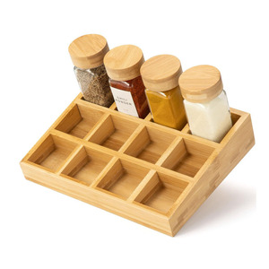 Bamboo <b>Spice</b> <b>Rack</b> Square Multi Compartment Storage Organizer <b>For</b> Kitchen Countertop Standing Type - Product Image 2