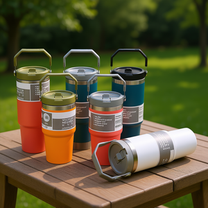 Hipdeer Tasse isotherme moderne en acier inoxydable de 30 oz avec poignée rabattable pour café portable, camping et usage extérieur - Product Image 2