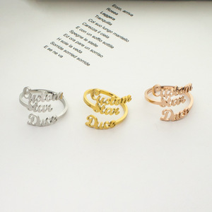 Custom Adjustable Stainless Steel <b>Ring</b> with PVD Gold & Rose Gold Finish- Personalized <b>Name</b> or Logo Script, Waterproof & Durable - Product Image 4