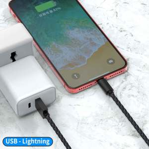 Colorido tejido trenzado de cuero de la PU de USB2.0 toType-C 8pin de velocidad de carga del teléfono Cable de Micro Usb - Product Image 2