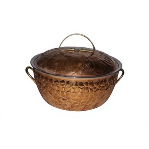 Pot chaud de plat de casserole de nourriture martelé par cuivre d'assurance de qualité pour le restaurant et l'hôtellerie servant la marmite chaude - Product Image 1