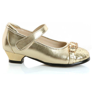 <span class=keywords><strong>Sandali</strong></span> con tacco alto per bambini di nuovo design estivo scarpe eleganti da festa per ragazza in pelle dorata - Product Image 6