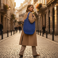 Sac fourre-tout chic fait main en corde de papier tressée, léger, personnalisable, grande capacité, durable, écologique, avec bandoulière amovible