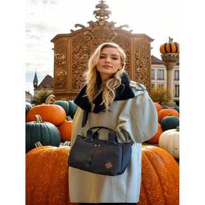 Bolso de mano de lona para mujer, bolso de hombro grande de color sólido con correa ajustable, resistente al agua, para compras - Product Image 2