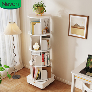 Thiết kế đơn giản nhà phòng khách đồ nội thất giá rẻ Giá hiển thị kệ sách với ngăn kéo lưu trữ trẻ em màu trắng xoay kệ sách - Product Image 1
