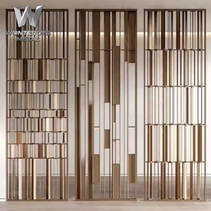 Panel Divisor de Pared Moderno y Minimalista Personalizado, Biombo de Acero Inoxidable 304 201 Dorado para Diseño de Villas y Hoteles - Product Image 5