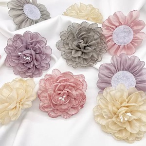 Tessuto in Chiffon Organza di RYL con cornice di rosa artificiale in garza fiore abito da sposa cappelli decorazione di cucito per il pizzo francese - Product Image 1