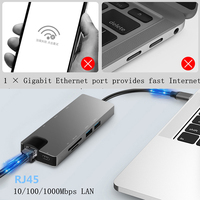 Station d'accueil 9 en 1 haute vitesse 5 Gbps pour ordinateur portable, hub USB-C avec lecteur de cartes PD TF SD, USB 3.0, USB 2.0, hub USB pour les professionnels