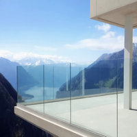 Rampe de balcon en verre trempé ultra-transparent gris mat personnalisée, sans cadre