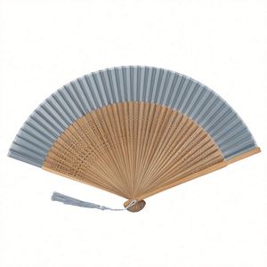 21cm Luxury White Silk Foldable Bamboo Hand Fan High Quality Traditional Folk Art Carved Vintage Angel for Weddings Halloween - Product Image 2