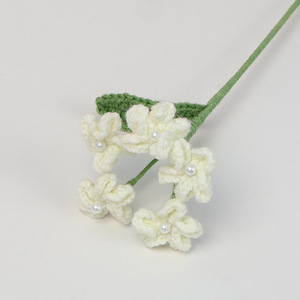 Fiore Artificiale Uncinetto Fatto a Mano Non-Ti-Scordar-Di-Me in Filato Lavorato a Maglia con Perla per Decorazione Bouquet - Disponibile - Product Image 3
